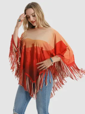 Montana West Sunset Cowboy Firnge Poncho