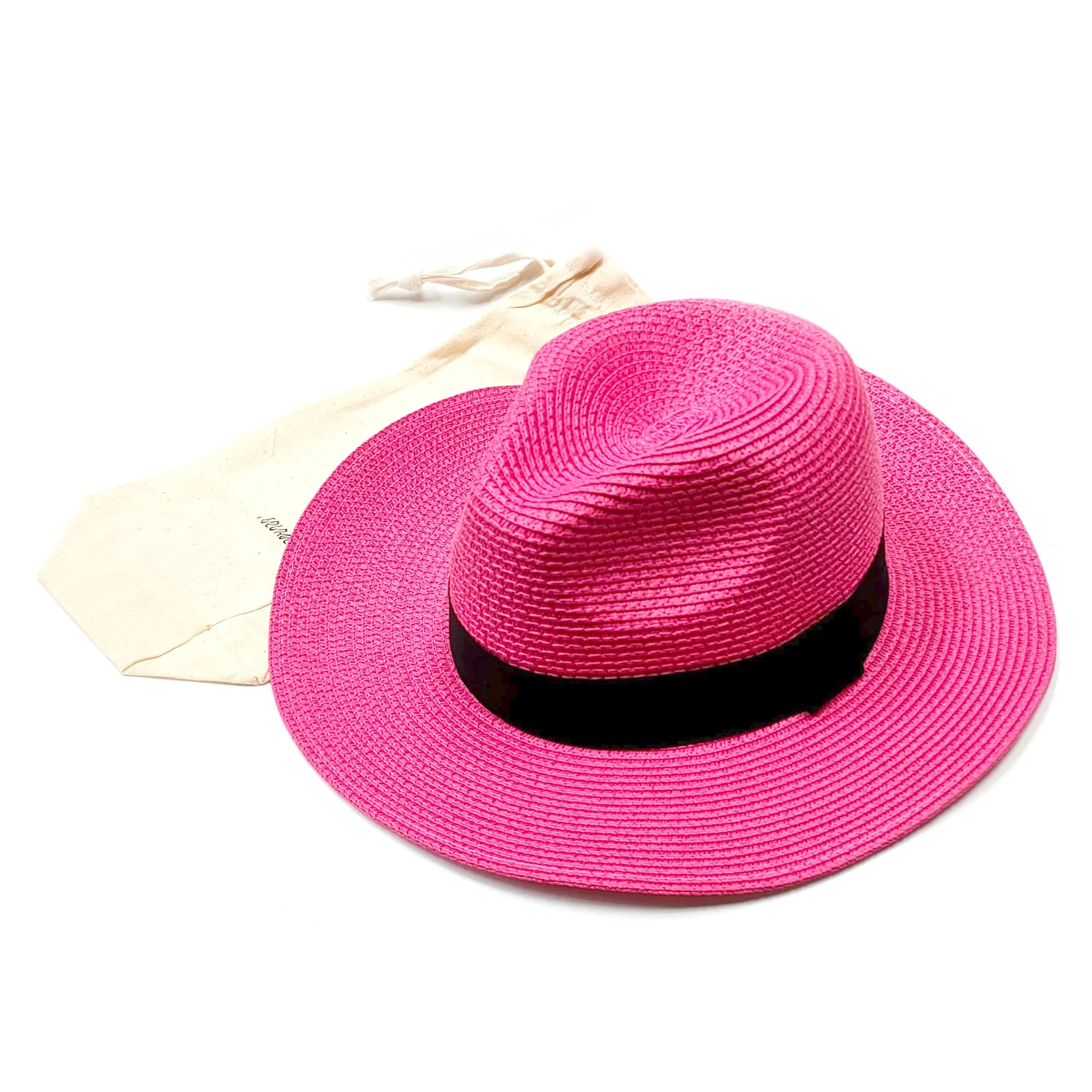 Pink Folding Travel Panama Sun Hat (59cm)